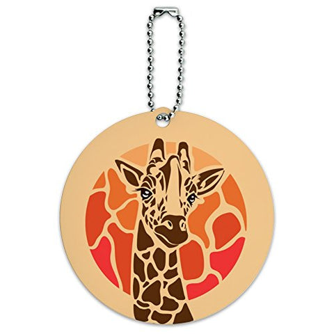Giraffe Orange Circle Round Luggage Id Tag Card Suitcase Carry-On