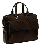 Mancini COLOMBIAN Leather Slim 17" Laptop/Tablet Briefcase in Cognac