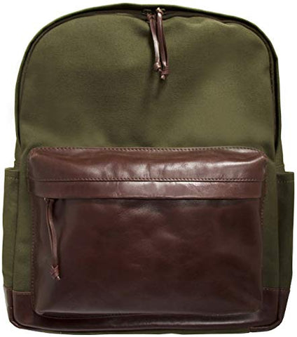 Mancini Leather Goods Backpack for 15.6" Laptop (Olive - Brown Trim)