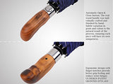 Balios (Designed in UK) Umbrella Handmade Real Wood Handle-Dark Navy with Sophisticated