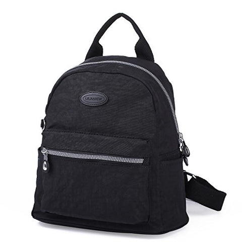 Lily & Drew Nylon Mini Casual Travel Daypack Backpack Purse (Small Black)