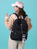 Hey Yoo HY760 Cute Casual Hiking Daypack Waterproof Bookbag School Bag Backpack for Girls Women (Black)