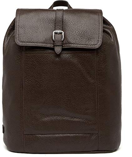 Cole Haan Mens Large Pebbled Leather Flap Laptop Backpack Java Brown