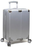 Dejuno Moda Scratch Resistant 3-Piece Hardside Spinner Luggage Set-Silver