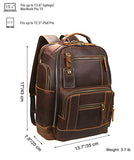 Lannsyne Men's Vintage Full Grain Leather 15.6 Inch Laptop Backpack Camping Travel 24L Rucksack