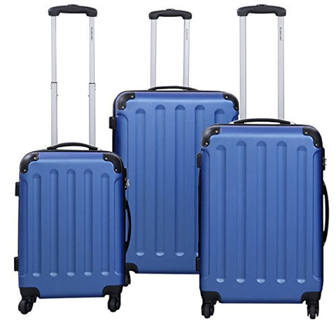 3 Pcs Luggage Set Multi-Directional Wheels Travel Suitcase Size 20" 24" 28" | Blue