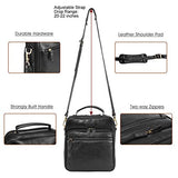 Banuce Small Black Full Grains Italian Leather Messenger Bag for Men Shoulder Crossbody Bag