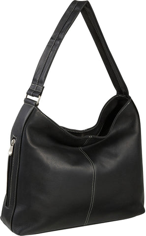 LeDonne Leather Shoulder Tote with Side Zip Pocket