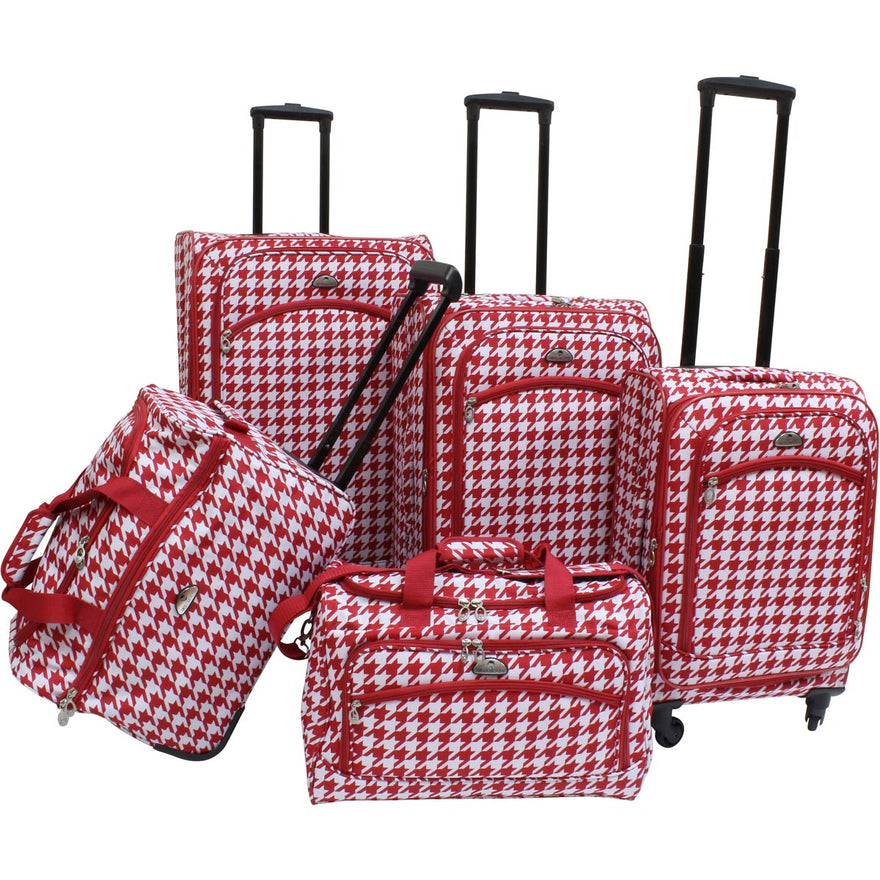 American Flyer Houndstooth 5pc Spinner Luggage Set