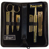Royce Leather Gold Plated Travel Grooming Manicure Kit