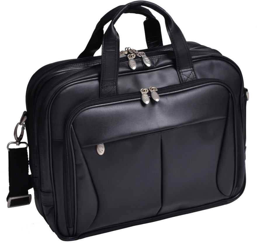 McKlein R Series Pearson Leather Expandable Dbl Compartment Briefcase