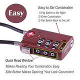 TSA Compatible Travel Luggage Locks, Inspection Indicator, Easy Read Dials - 1, 2 & 4 Pack (Large, BROWN 2 PACK)