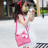 Pinky Family Cute Cat Ear Kids Handbags Candy Color Crossbody Bags Pu Leather Shoulder Bags (Pink)