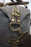 Weekender Duffel Bag Travel Tote - Canvas Genuine Leather Overnight Bag