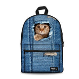 Doginthehole Sweety Denim Cats Dogs School Back Pack Shoulder Book Bags