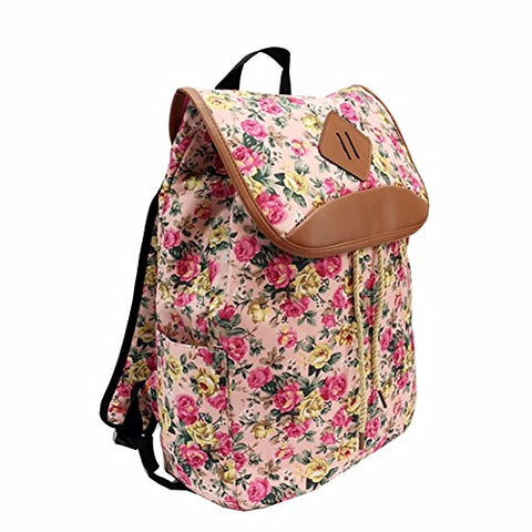Trendy Flyer Backpack Travel Overnight Tote Duffel Purse Pink Flowers