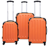 Goplus 3 Pcs Luggage Set Hardside Travel Rolling Suitcase Abs Globalway (Orange)