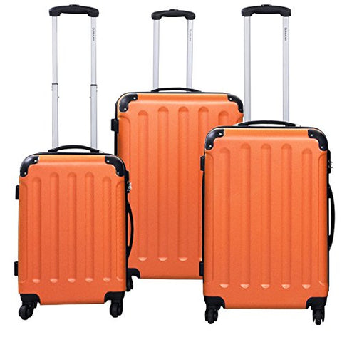 Goplus 3 Pcs Luggage Set Hardside Travel Rolling Suitcase Abs Globalway (Orange)
