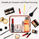 Clear Makeup Bags, APREUTY TSA Approved 6Pcs Cosmetic Makeup Bags Set Clear PVC w/ Zipper Handle Portable Travel Luggage Pouch Airport Airline Bags Bathroom (Coffee)