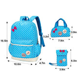 ABage 3 Pieces School Backpack Book Bag Daypack Bookbag with Lunch Bag and Purse, Sky Blue