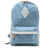 Damara Wave Point Cute Wave Point Canvas Travelling Practical Backpack,Grey Blue