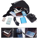 SINOKAL Sling Bag Chest Shoulder Backpack Casual Crossbody Shoulder Triangle Packs Daypacks for Men Women Canvas Digital Camera Bags with Charging Port for Sport Outdoor Gym Travel Hiking (Black)