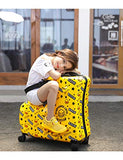 AO WEI LA OW Cute Unisex Kids Ride on Suitcase Travel Trolley Case Spinner Carry on Luggage with Wheels suggest fits to kids aged 3-6 years old(Yellow/01, 20 Inch)