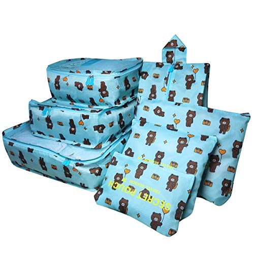 Sackorange 7 Set Travel Storage Bags Packing cubes Multi-functional Clothing Sorting Packages,Travel Packing Pouches,Luggage Organizer (Little bear)