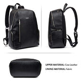 BOSTANTEN Leather Backpack School Laptop Travel Camping Shoulder Bag Gym Sports Bags for Men Black