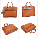 Banuce Vintage Full Grain Leather Briefcase For Men Tote Business Messenger Bag 14" Laptop Shoulder