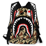 NiYoung Big Capacity Backpck, Shark Teeth Army Camo Anti-Theft Multipurpose Bookbag with Padded Straps, Casual College School Daypack, Camping Outdoor Backpack, Business Computer Bag