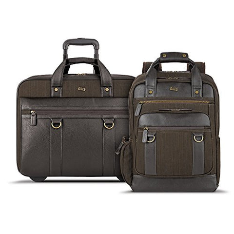Solo Macdougal Rolling Laptop Case And Backpack Bundle, Espresso