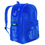 Heavy Duty Classic Gym Student Mesh See Through Netting Backpack | Padded Straps | Royal Blue