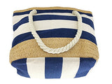 Melime X-Large Travel Shoulder Beach Tote Bag With Handmade Woven Straw Binding, Cotton Rope