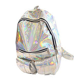 ABage Women's Hologram Backpack Casual Laser Travel School Bag College Backpack, Silver