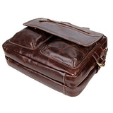 ABage Men's Genuine Leather Messenger Bag 17" Laoptop Tote Shoulder Office Bag Brown