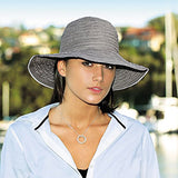Wallaroo Hat Company Women’s Petite Scrunchie Sun Hat – Grey/White Dots – UPF 50+