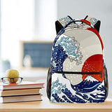 LORVIES Ancient Japanese Wave Illustration Boys Girls Backpacks Camping Daypack School Shoulder Bags