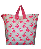 101 Beach - Flamingo 2 In 1 Cross-Over Large Tote Bag - Custom Embroidery (Pink Flamingo)
