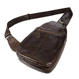 Sealinf Men'S Leather Outdoor Chest Cross Body Bag Fanny Backpack (Deep Brown)