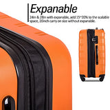 Expandable 3 Piece Luggage Sets Hardside Durable Suitcase with Spinner Wheels TSA Lock, 3 Pcs Carry On Case Travel Home Outdoor School Lightweight Trolley Case ( 20" 24" 28" Orange)