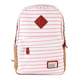 Damara Womens Suede Yoked Striped Canvas Backpack,Pink