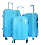 3 Pc Luggage Set Hardside Rolling 4Wheel Spinner Upright Carryon Travel Sky Blue
