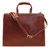 Floto Trastevere Attache Briefcase in Brown Italian Calfskin Leather