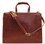 Floto Trastevere Attache Briefcase in Brown Italian Calfskin Leather