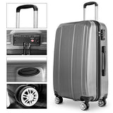 GHP 20" 24" 28" Gray ABS PC Polyester Travel Suitcase Trolleys w Aluminum Handle