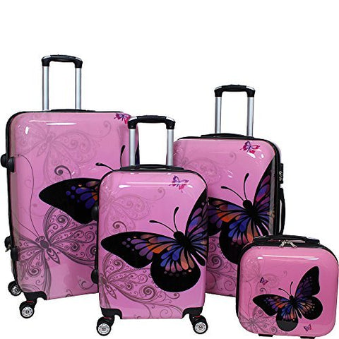 World Traveler 4-Piece Hardside Upright Spinner Luggage Set, Light Pink