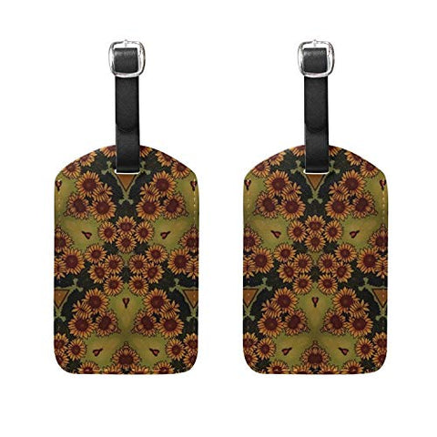Set of 2 Luggage Tags Background Sunflowers Suitcase Labels Travel Accessories