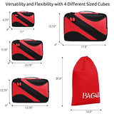 BAGAIL 4 Set Packing Cubes,Travel Luggage Packing Organizers with Laundry Bag Red