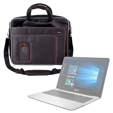 DURAGADGET Black and Orange Padded Carry Bag/Case with Removable Shoulder Strap for The Asus